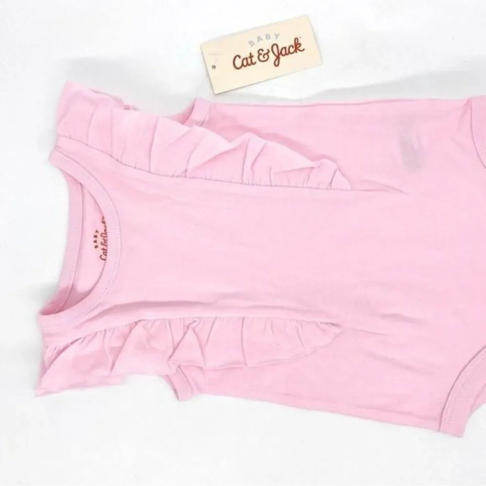 Cat & Jack Pink Ruffle Bodysuit Onsie New 6-9 Months